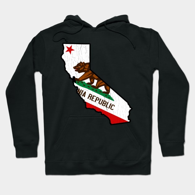 California Bear Flag (vintage distressed look) Hoodie by robotface